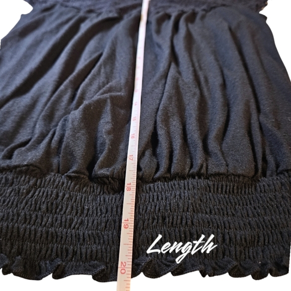 Womens y2k Lace Sleeve Tee w/Smocked Waist Sz M 2000s Fairygrunge Whimsigoth - Picture 8 of 11